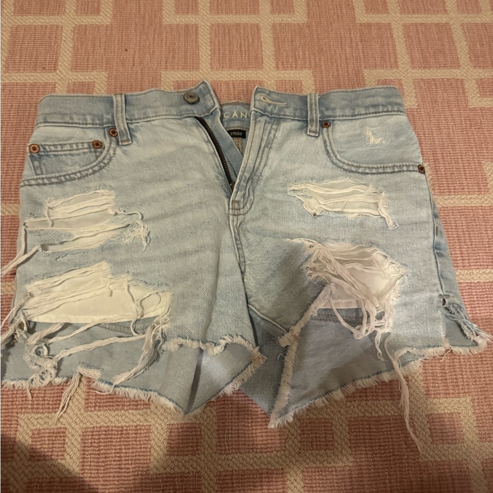American Eagle Outfitters Light Blue Ripped Jean Shorts